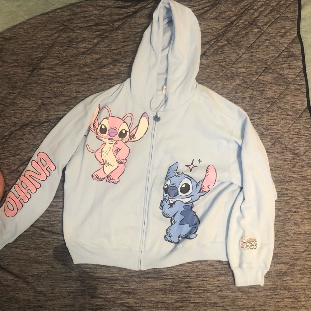 Disney Light Blue Stitch & Angel Zip-Up Hoodie
